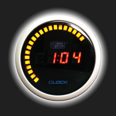 Прибор AUTO GAUGE часы /52 мм/ цифровые, с тонированным стеклом, янтарная подсветка - фото 37492